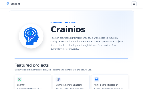 Crainios — Lightweight open-source web tools